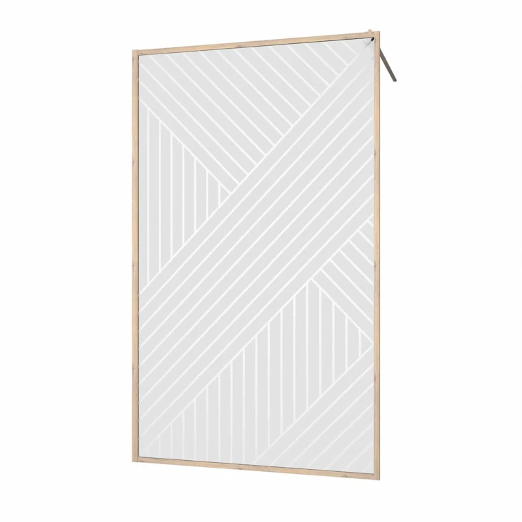 Paroi de douche en verre sérigraphié style Japandi motif géométrique
