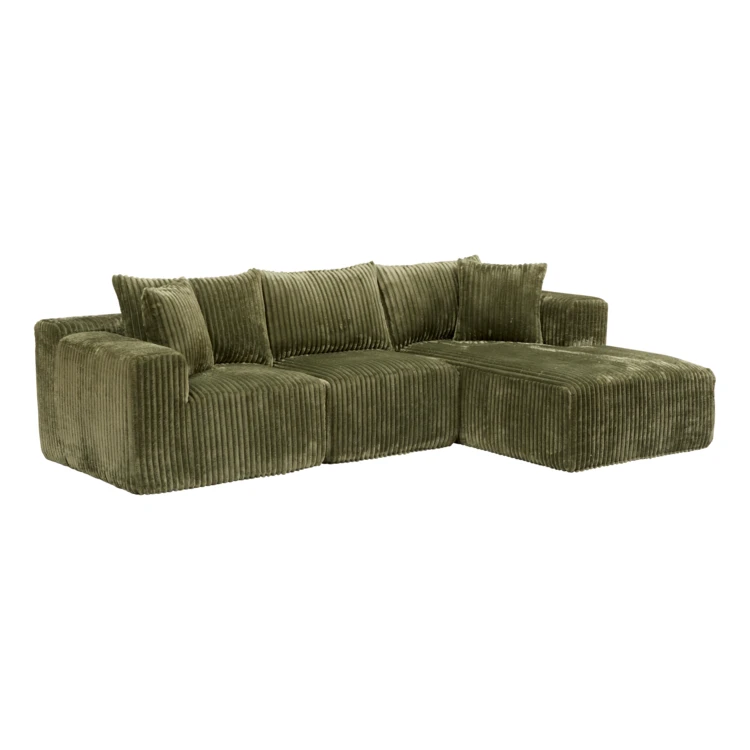 3-Sitzer-Ecksofa aus geripptem Stoff