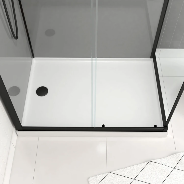 Cabine de douche rectangulaire avec receveur bas et porte coulissante