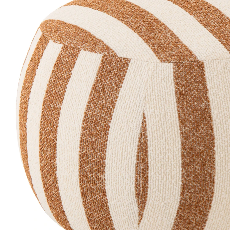 Pouf rond en tissu rayé