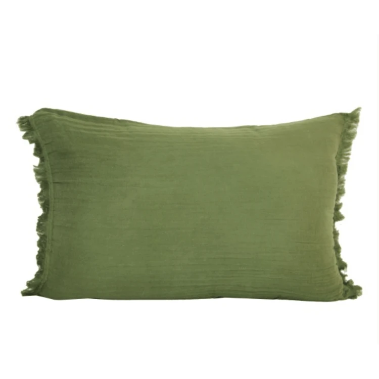 Coussin à franges en coton