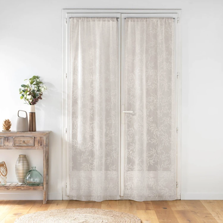 Schlaufen-Store aus gewebtem Voile mit Blattmuster