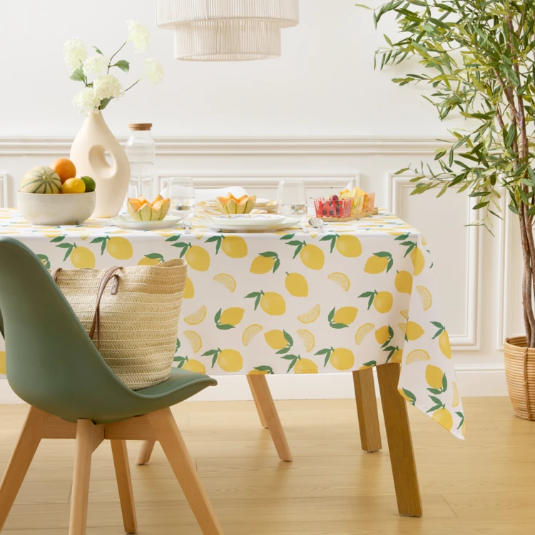 Nappe rectangle anti tache imprimée citron