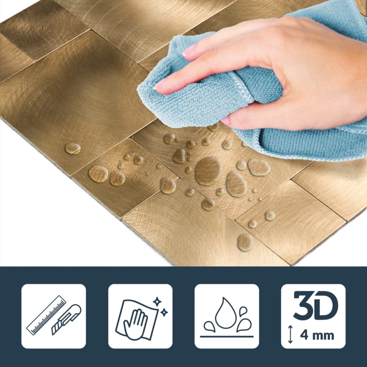 Lot de 4 crédences adhésives murales 3D effet tressé