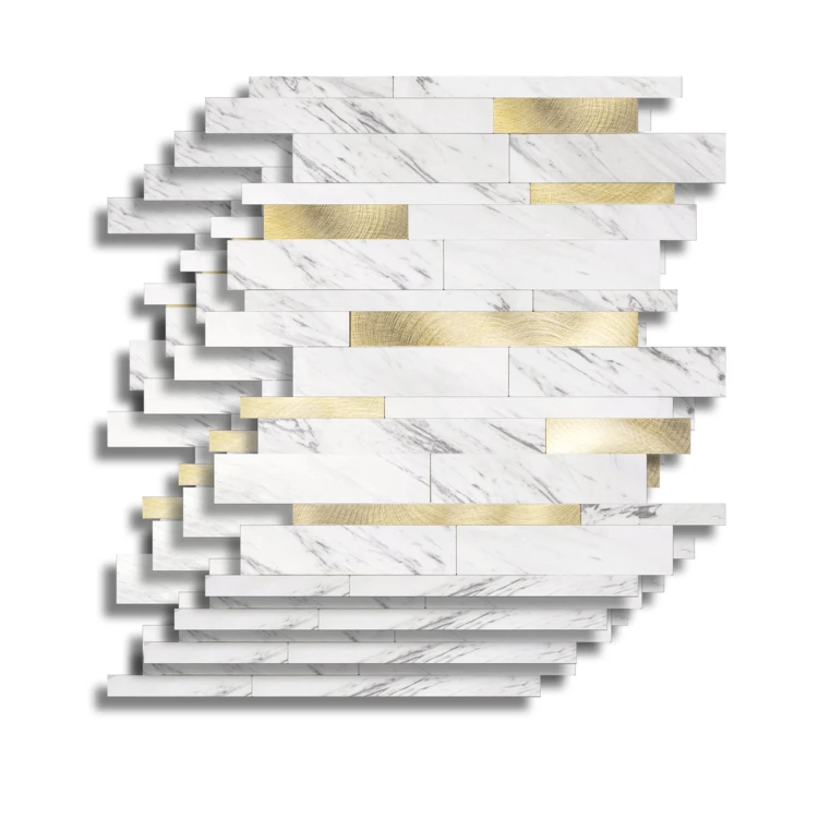 4er-Set selbstklebende 3D-Wanddekorationen mit Lamellenmuster