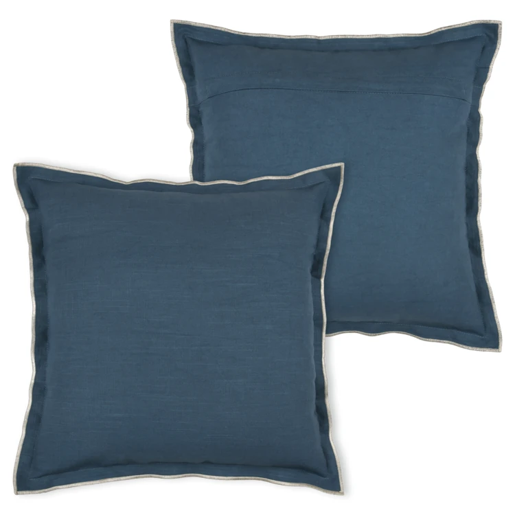 Coussin coton volant plat feston noir