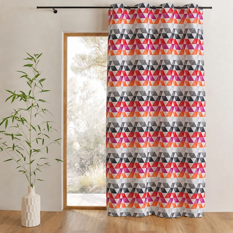 Rideau jacquard tamisant motifs triangles