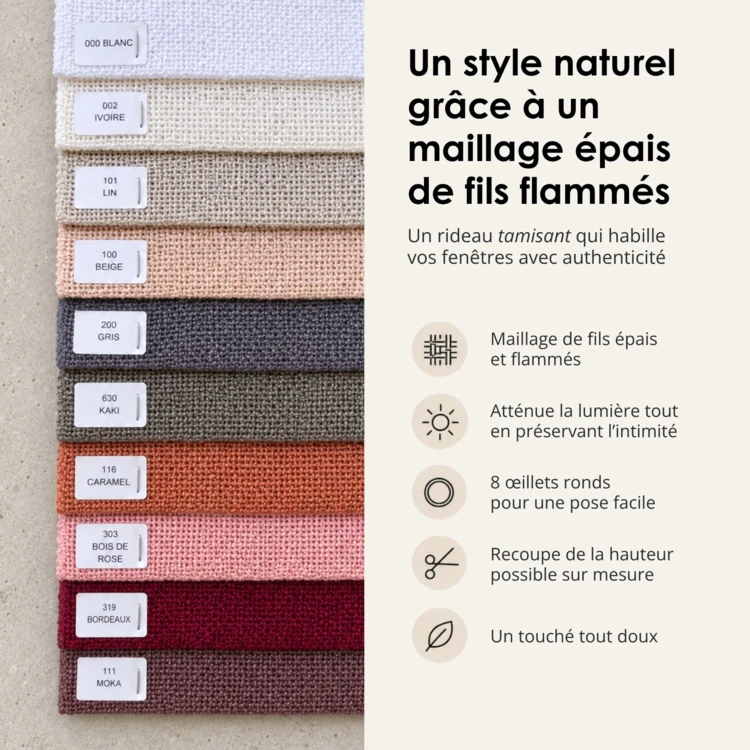 Rideau fils épais et flammés style naturel