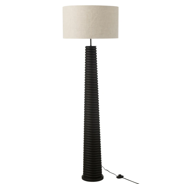 Stehlampe aus Holz mit Stoffschirm