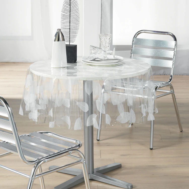 Nappe ronde transparente print feuilles