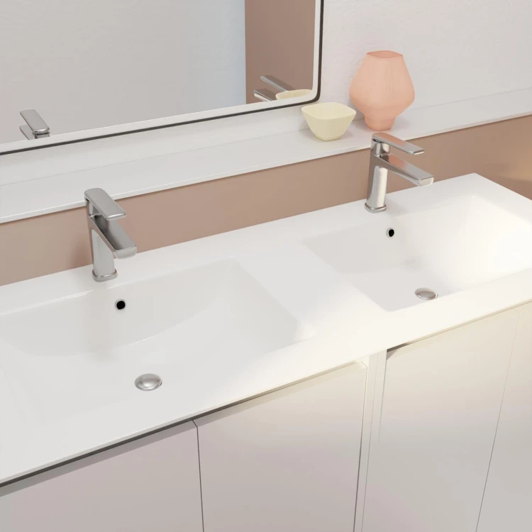 Meuble de salle de bains double vasque avec 4 portes