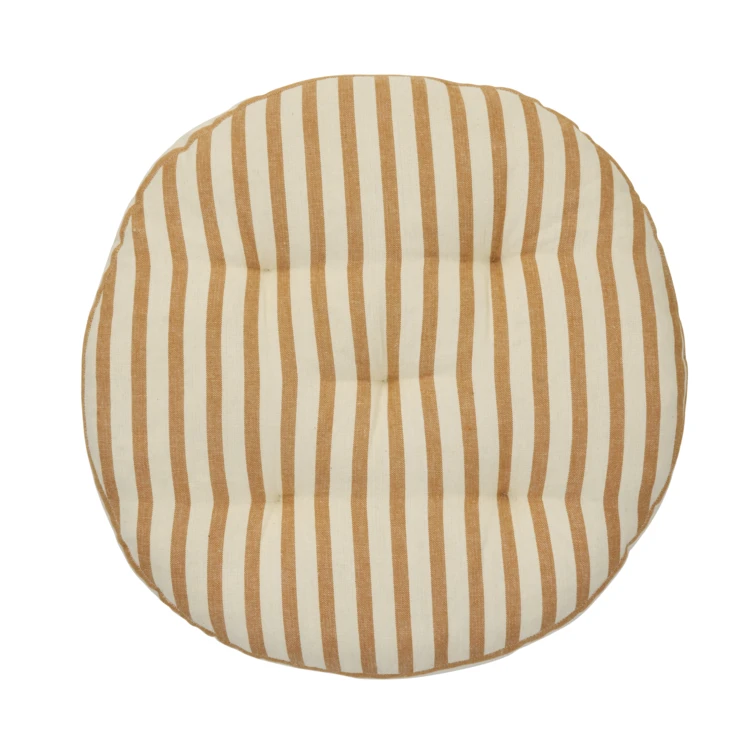 Cuscino rotondo per sedia in cotone a righe