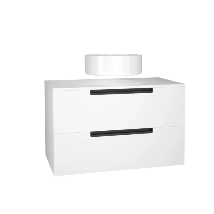 Mobile da bagno con 2 cassetti e 1 lavabo rotondo