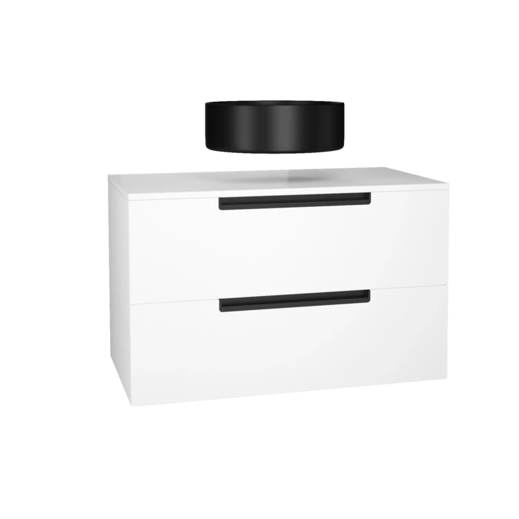 Mobile da bagno con 2 cassetti e 1 lavabo rotondo