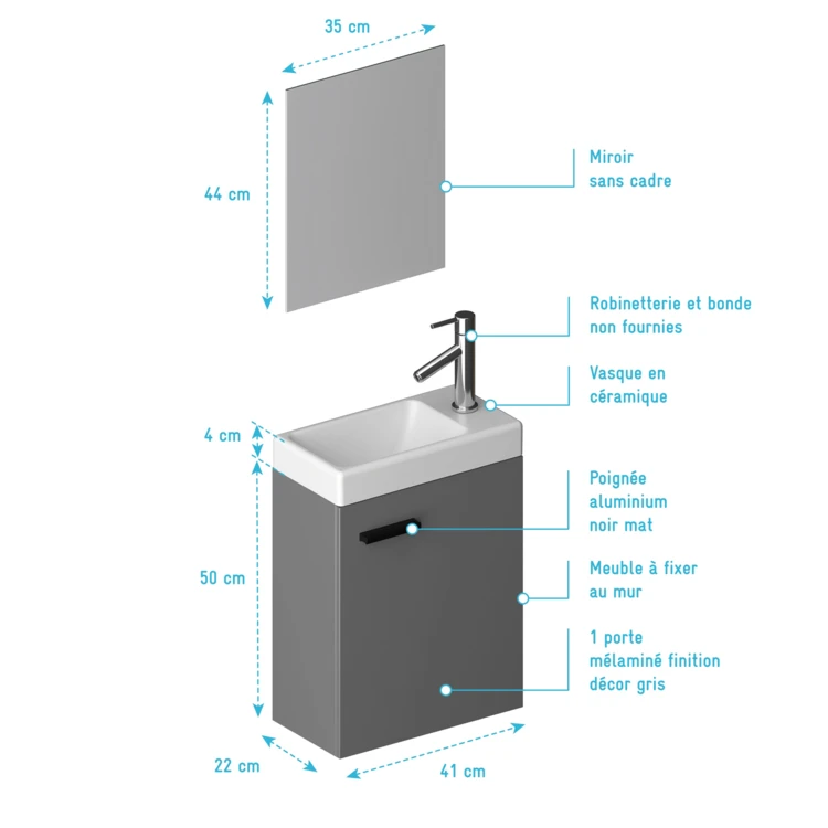 Lave main avec miroir