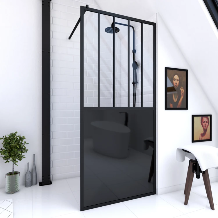 Paroi de douche verrière en verre trempé 5 mm avec structure aluminium