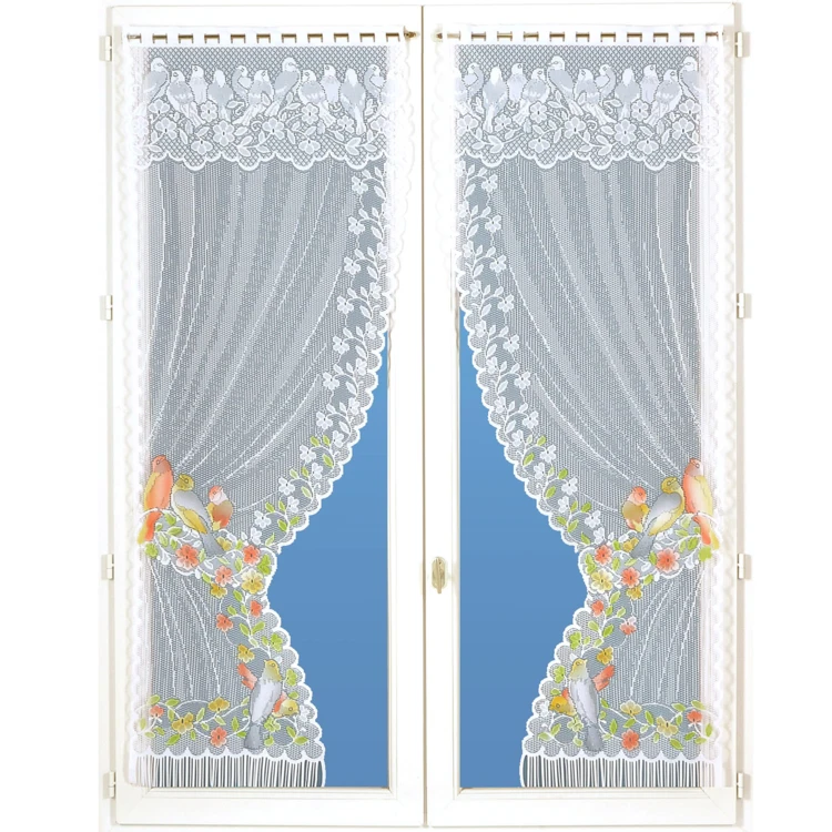 Paire de rideaux "Bonne-Femme" dentelle et franges