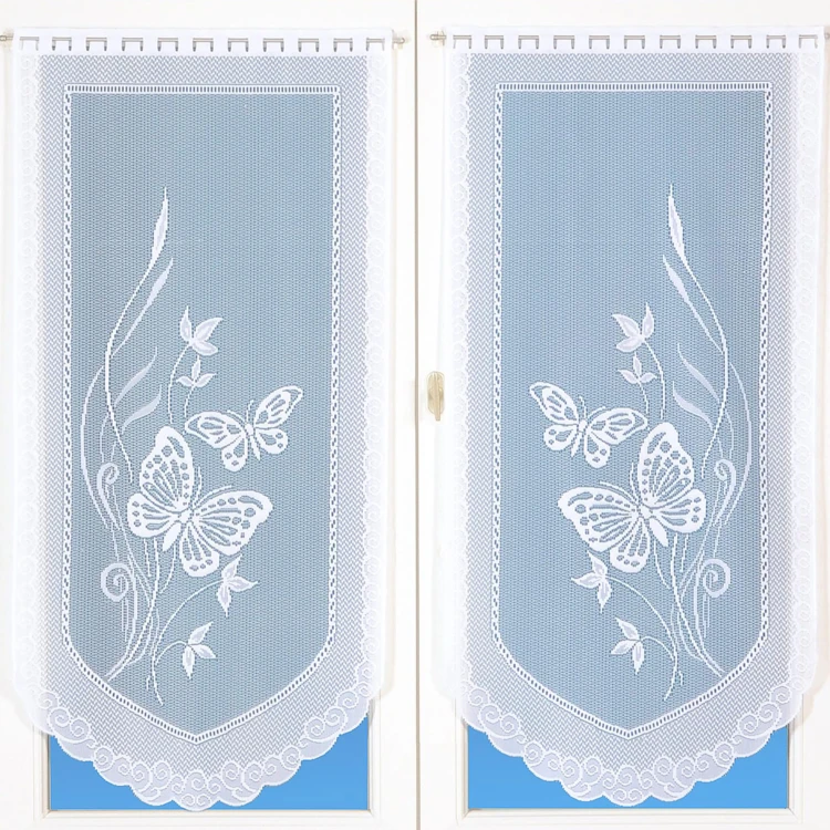 Paire de petits voilages en dentelle motifs papillons