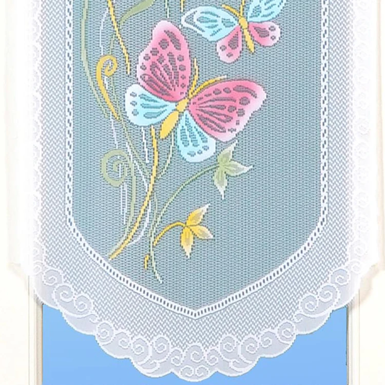 Paire de petits voilages en dentelle motifs papillons