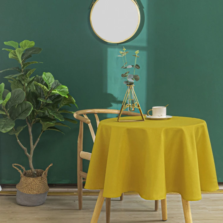 Toalha de mesa redonda resistente a vincos e a nódoas