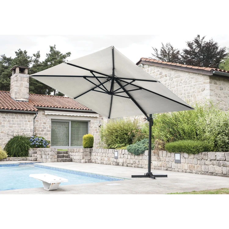 Parasol en Aluminium à Pied Déporté de 3 x 3 m