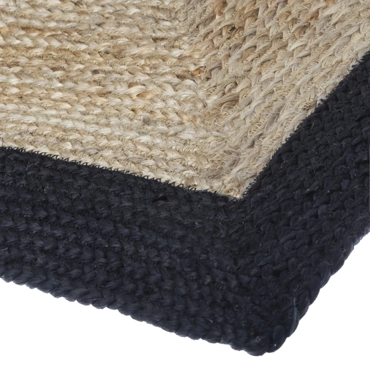 Alfombra rectangular de yute con borde de color