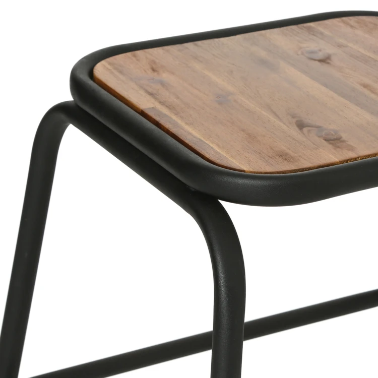 Lot de 2 tabourets style indus métal et bois