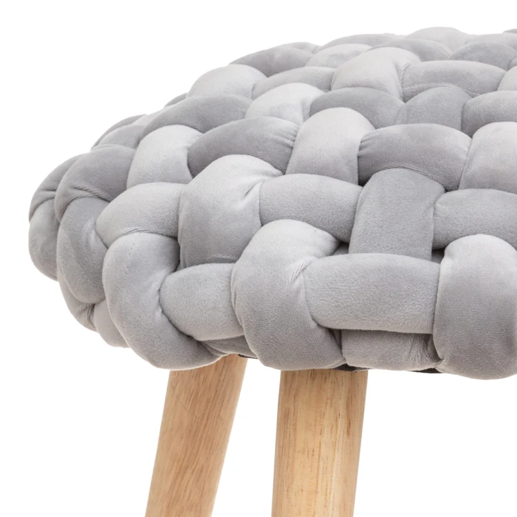 Tabouret déco en tricot de velours