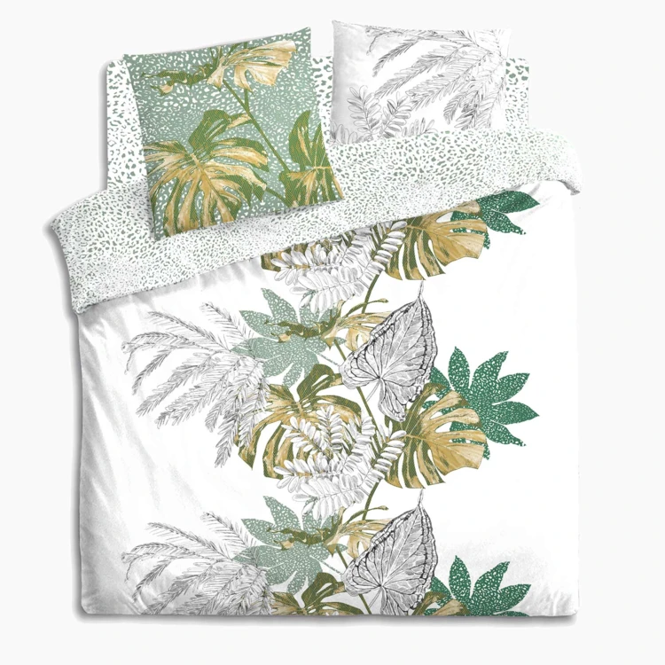 Conjunto de edredão com estampado da selva dourado