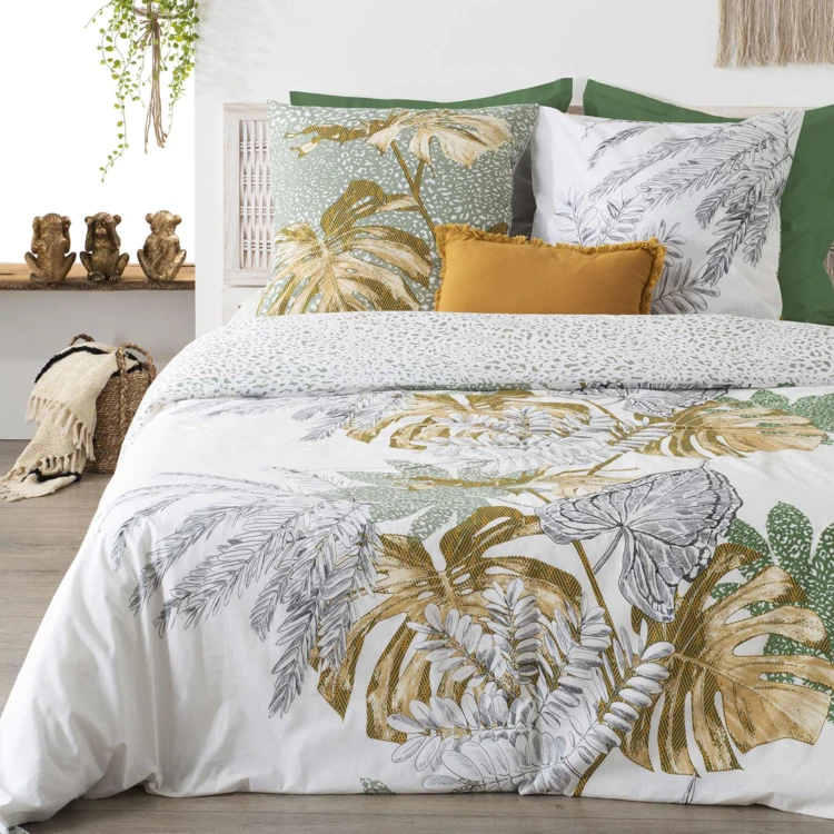 Conjunto de edredão com estampado da selva dourado