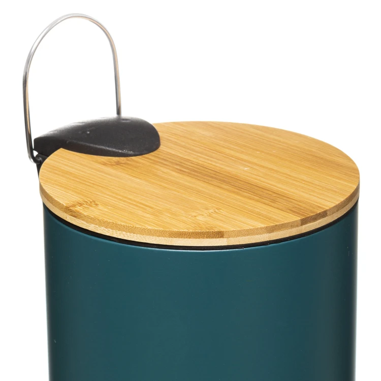 Farbiger Mülleimer mit Bambusdeckel