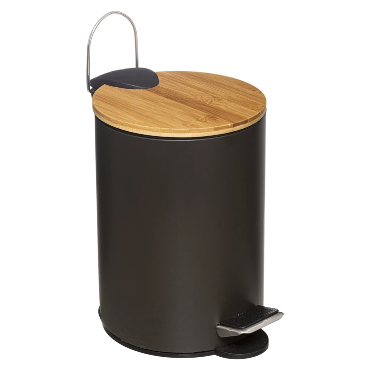 Farbiger Mülleimer mit Bambusdeckel
