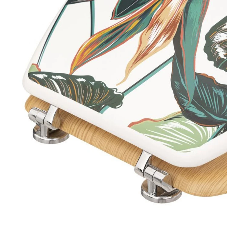 Asiento de madera exótica estampada