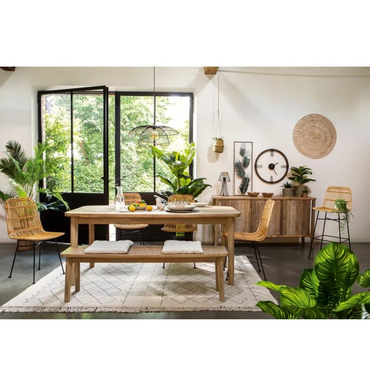 Design hanglamp van metaal en raffia