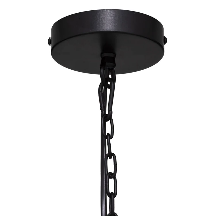 Suspensão com roldana de metal e madeira