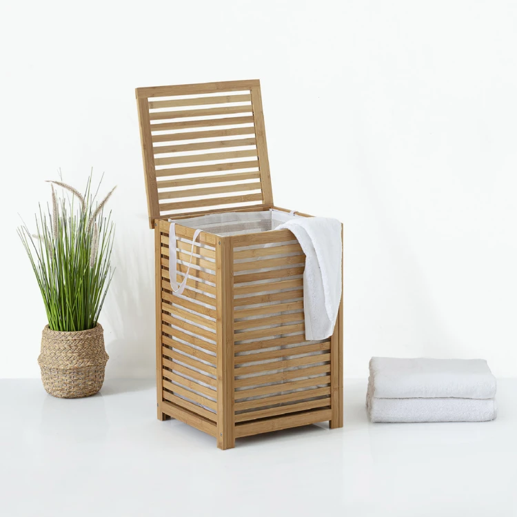 Panier à linge en bambou naturel 65 L