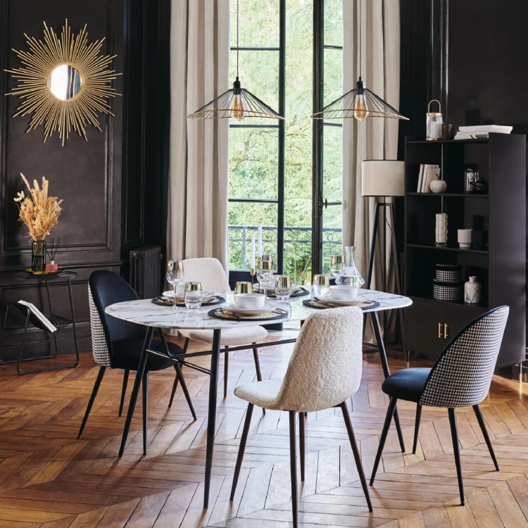 Lot de 2 chaises en imitation noyer à bouclette