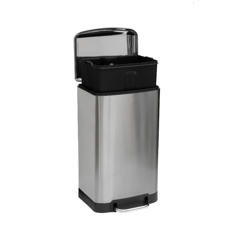 Poubelle en métal bac amovible 30 L