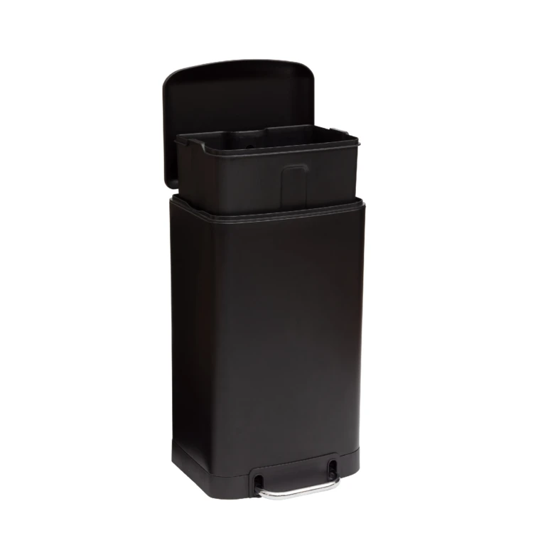 Poubelle en métal bac amovible 30 L