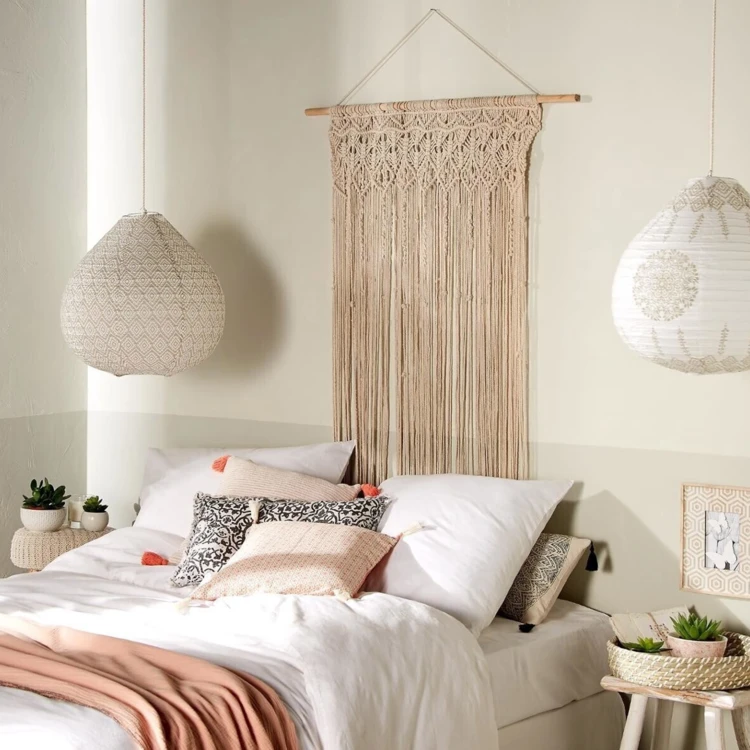 Cortina de arame em macramé