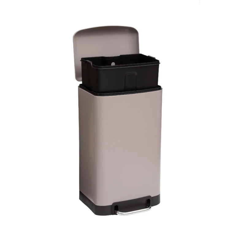 Poubelle en métal bac amovible 30 L