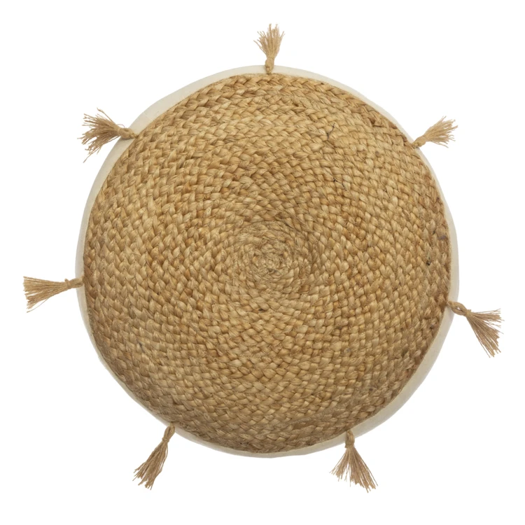 Almofada de chão em juta com borlas
