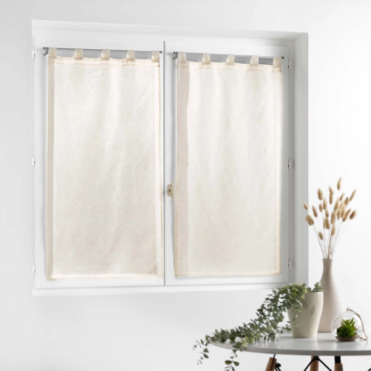 Par de cortinados pequenos com efeito de linho tecido