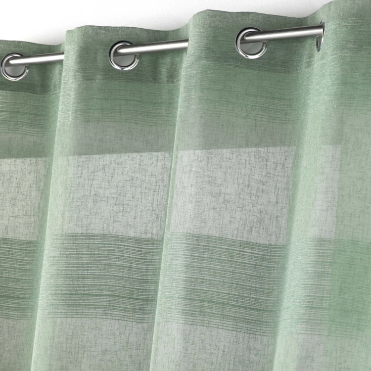 Gestreepte chenille voile met linneneffect
