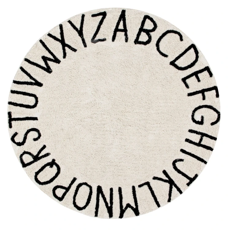 Tapis lavable rond alphabet ABC