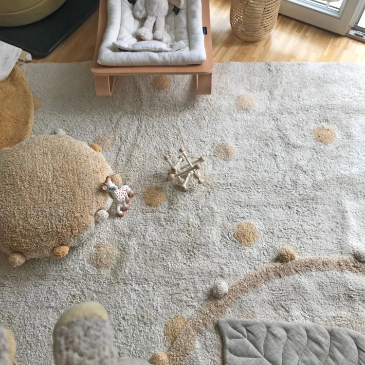 Tapis lavable hippy dots naturel