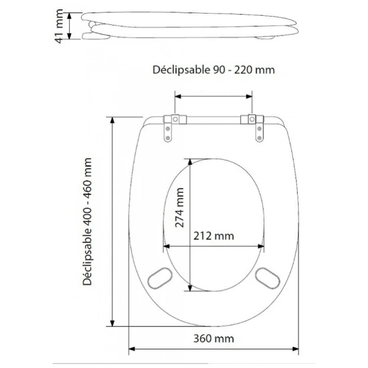 Abattant double ardoise mat
