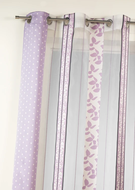 Tenda in organza jacquard a righe verticali con motivi