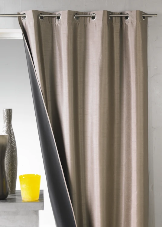Cortina lisa de shantung, 100% opaca, com 3 camadas