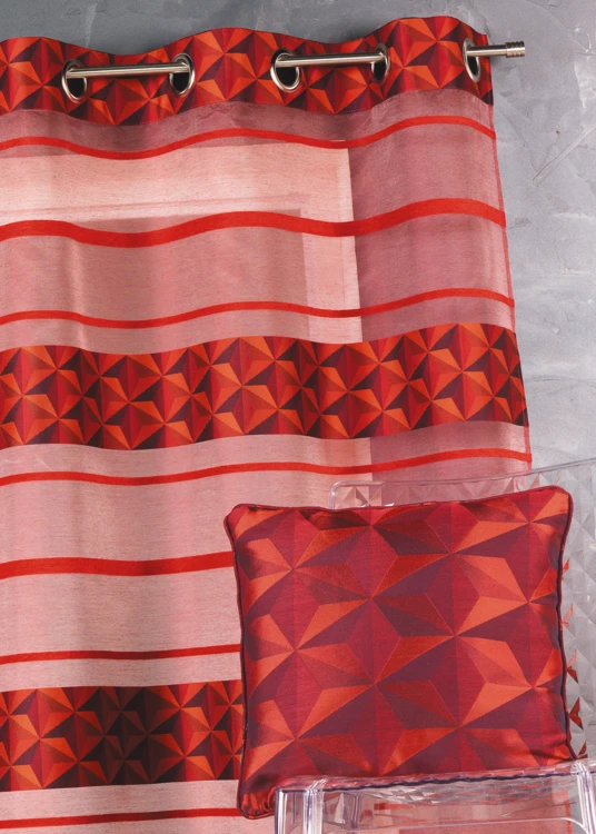 Voilage jacquard motifs bleus